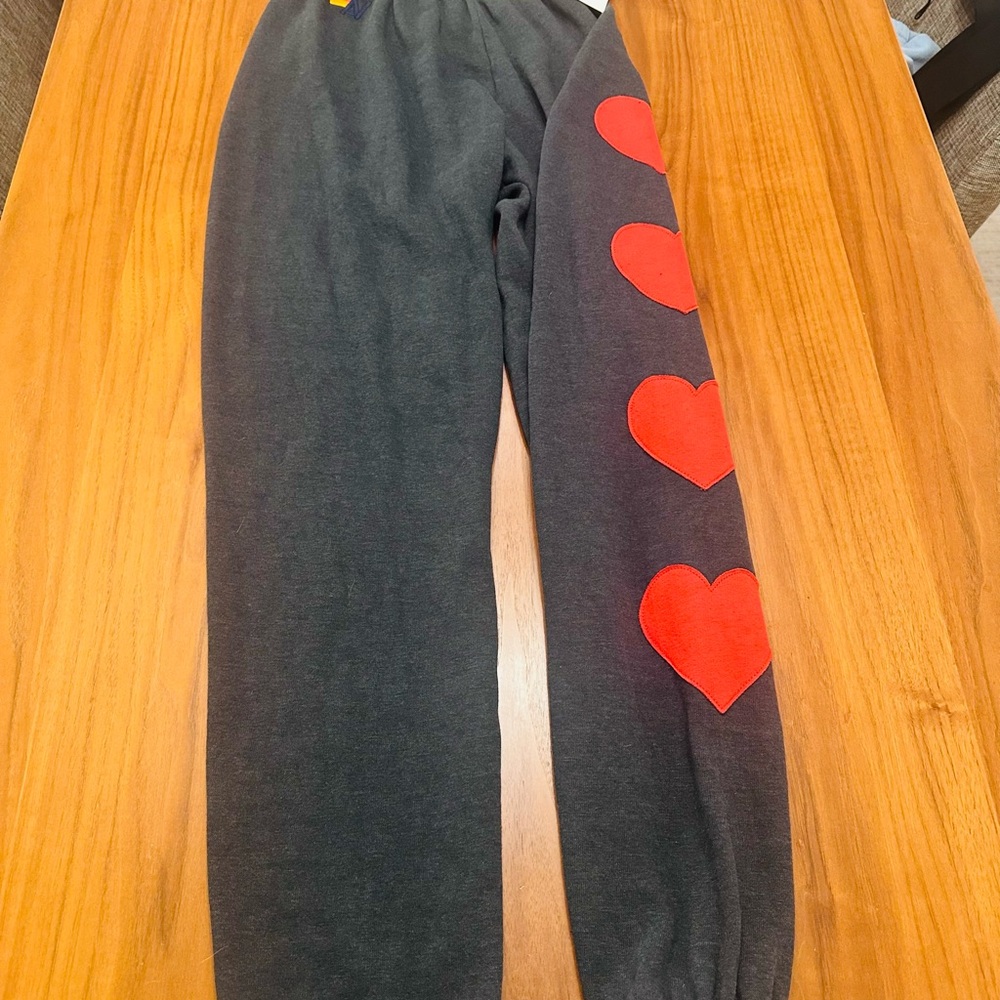 AVIATOR NATION SMALL Charcoal Joggers with Red Heart Details